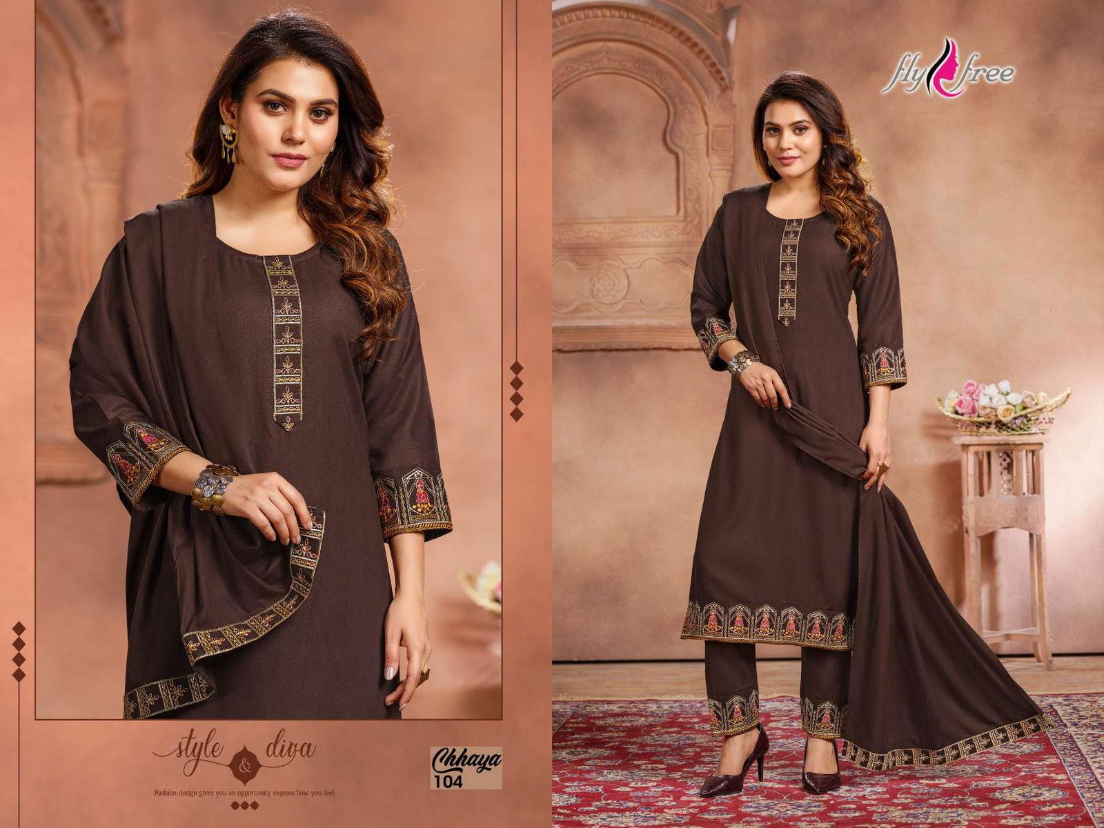 Fly Free Chhaya New Exclusive Wear Heavy Rayon Ready Made Salwar Suit Collection